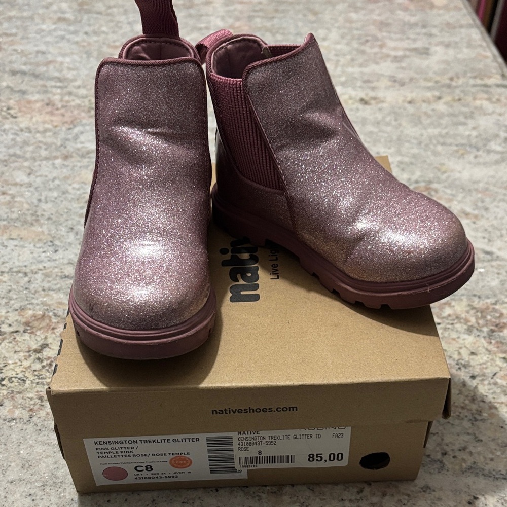 Native Kids Glitter Chelsea Boots - Pink
